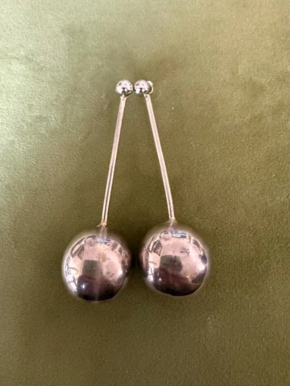 vintage sterling silver large ball earrings